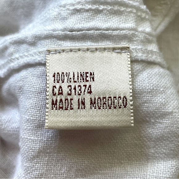 White Linen Angled Hem Capri Pants - Medium, 100% Linen 🇲🇦 - Picture 7 of 9